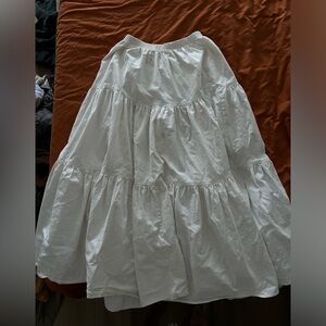 100% Cotton Maxi Tiered White Skirt, Size Small